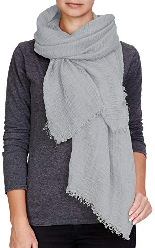 PiriModa Damen Uni Herren XXL Schal 200x100cm Halstuch Tuch Stola Schultertuch Baumwolle Grau