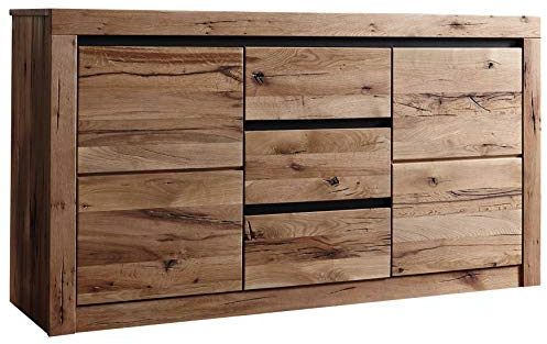 MASSIVMOEBEL24.DE Sideboard Zerreiche 155x45x85 Tabacco Brown geölt MONTREUX #327