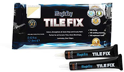 MagicEzy Tile Fix: Ceramic Tile Scratch Repair | Porcelain Crack Repair | Touch Up Tile Filler for Bathroom Floor Tiles (Honey Beige and White Kit)