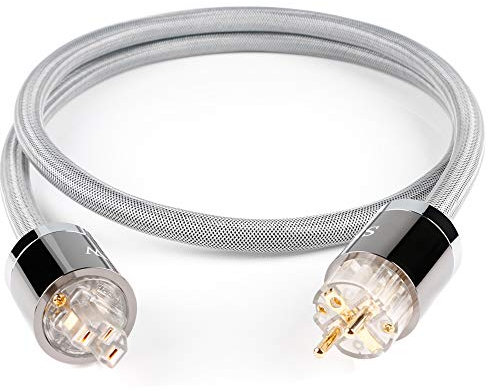 SKW Audiophile Câble d'alimentation Haut de Gamme, câble d'alimentation avec Prise Schuko, Prise EU pour Caisson de Basses, amplificateur, DV/AV (2M, Gris)