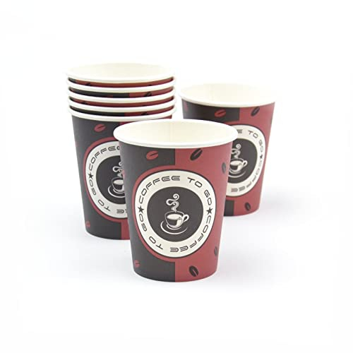 1000 Stück Coffee To Go Becher made in Germany (Ø 80 mm), 200 ml / 8 oz Pappbecher Kaffeebecher Hartpapier Trinkbecher Tee Schokolade Cappuccino Becher Heißgetränke