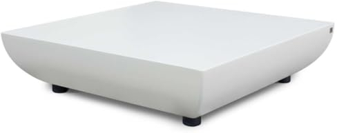Casa Padrino Luxus Gartentisch Matt Weiß 100 x 90 x H. 23 cm - Wetterbeständiger Couchtisch - Garten Terrassen Tisch Möbel - Luxus Kollektion
