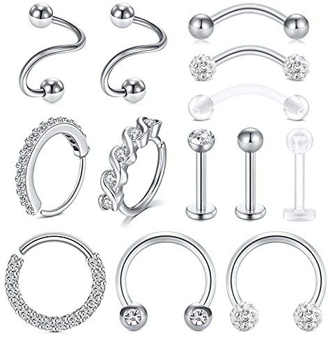AVYRING 16G Helix Ring Chirurgenstahl Mix Stile Tragus Knorpel Ohrringe Conch Daith Nase Lippe Hufeisen Piercing Silber