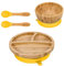 Vinsani Bamboo Bowl, Round Plate and Spoon Set for Baby/Toddler, Suction Plate, Stay-Put Design, Hypoallergenic and BPA-Free (Yellow)