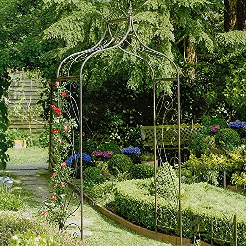 qmj Wrought Iron Garden Arch,Multifunction Retro Garden Arches,Strong and Stable Garden Archway Metal,garden Arch Flowers Plant Climbing