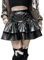 Cuteighteen Pu Leder Rock für Frauen Mini Plissee Gothic Punk Lolita Hohe Taille Tiered Rüschen Ausgestellte Röcke, Schwarz, XL