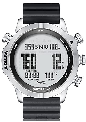 HUIKDY Dive Computer Watch 100M Waterproof Professional Scuba Diving Watch Electronic Digital Sport Wristwatch Deep Diver Watches Compass Stopwatch Barometer Thermometer Altimeter (White)