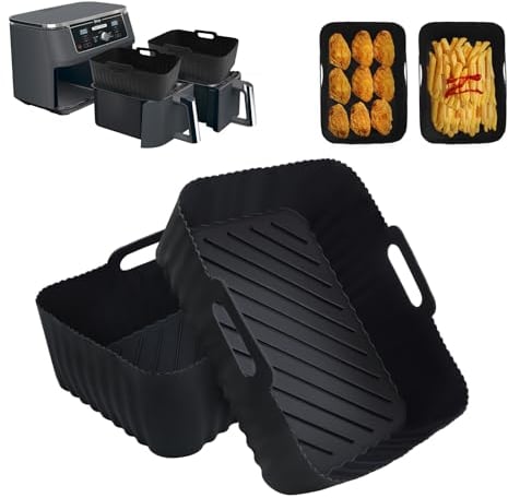 CNMTCCO Airfryer Silikonform 2 Stück Airfryer Zubehör für Ninja Foodi Max Dual Zone AF300EU AF400EU 9.5L, Airfryer Silikonform Silikoneinsatz für SL400EU Double Stack XL Heißluftfritteuse