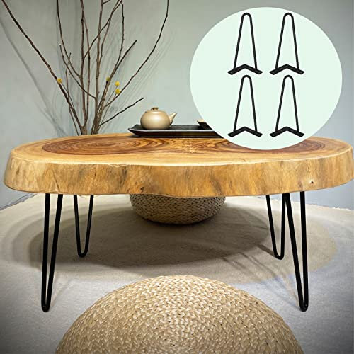 2 Inch Hairpin Legs Furniture Table Legs – 4 Easy to Install Metal Legs for Furniture – Mid-Century Modern Legs with Rubber Floor Protectors for Dining, End Tables, Chairs, Home DIY Projects
