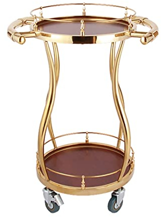 Servierwagen Barwagen Rollwagen mit Rollen Küchenwagen Wagen Beistelltisch Mobile Bar rollbarer Küchenrollwagen Küchenregal Vintage Metall Küchentrolley Allzweckwagen ,für Küche und Wohnzimmer,Golden