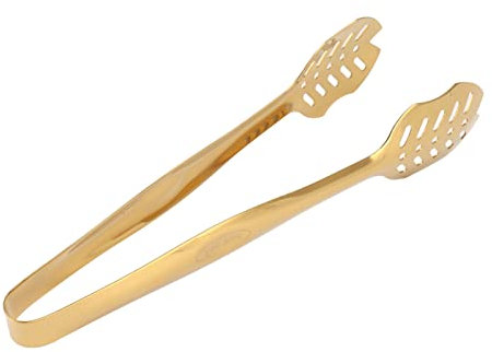 Buffetzange, Edelstahl-Lebensmittelzange, Lebensmittelecht, Verdickt, Ausgehöhlt, Buffet-Servierzange Zum Kochen, Grillen, Salat, Grillen (Normale Zange Gold)