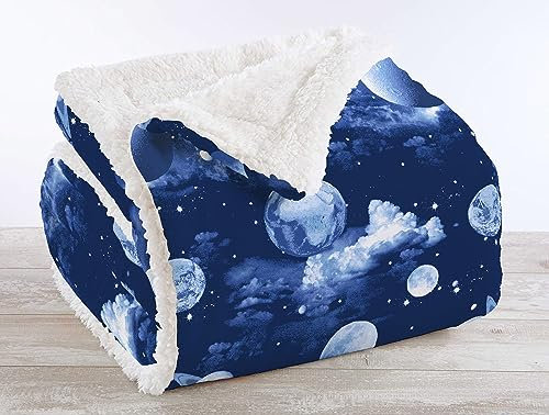 Il Gruppone Passione Casa Coperta Plaid in Pile Sherpa Invernale, Morbida e Calda, Pelosa in Finta Pelliccia Singola Matrimoniale Doppio Lato - Moon - Una piazza 150x200