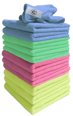 DCS Microfibre Cleaning Cloth, Assorted, Pack of 12, Large Size: 40x40cm. Super Soft Premium Streak Free Washable Cloth Duster for Kitchen, Bathrooms, Surfaces, Mirrors, Car, Motorbike