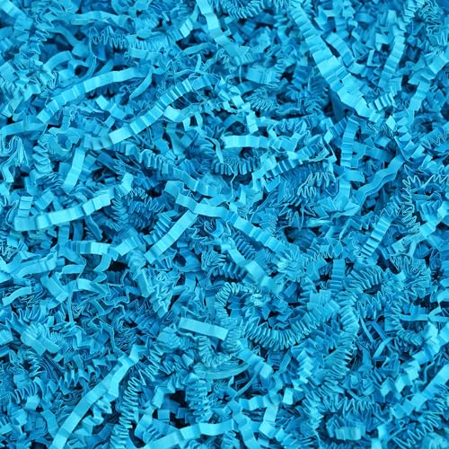 Bobobag - 0,9 kg Knisterschnitt-Papierschnipselfüller, recycelbar, Geschenkpapier, Konfetti-Bast, Gras, zerkleinertes Papier für Osterkörbe, Füllstoff, kreative Eierdekoration (blau)