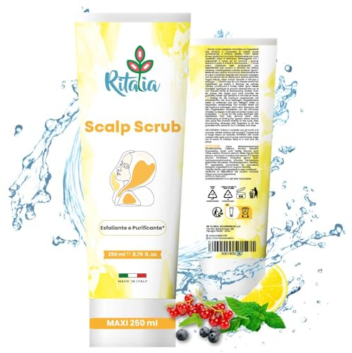 Ritalia® EXFOLIANTE CAPILAR Grande 250ml BIO sin sulfatos ni parabenos, Exfoliante cuero cabelludo SCALP SCRUB cabello graso o seco Micro peeling capilar desintoxica purifica y reequilibra
