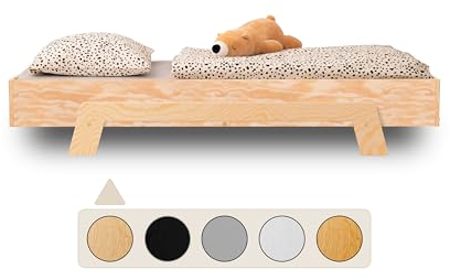 smartwood Kinderbett Puzzle 70x160 mit Lattenrost - Montessori einzelbett für Jungen und Mädchen - Holzbett mit Lattenrost für Teenager - Naturholz - 70x160cm