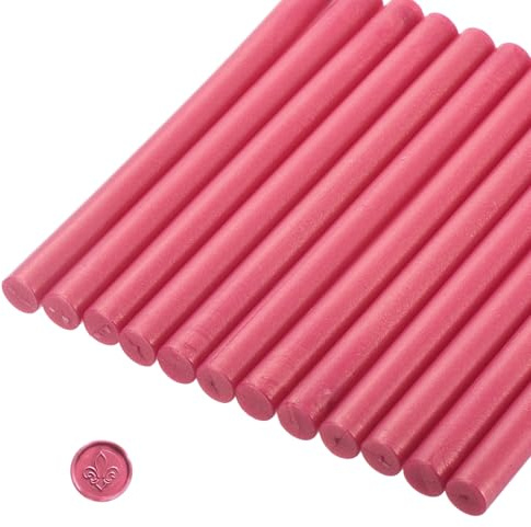 sourcing map 12 Pcs Bright Red Cylinder Sealing Wax Stick Glue Gun Wax Seal Rod Craft Adhesive Waxing for Letter Seal Wax Stamp,Wedding Invitations, Packaging Decoration