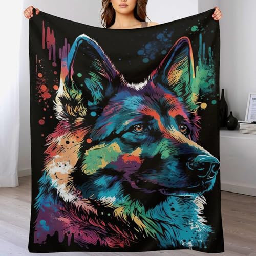 AAPZY Deutscher Schäferhund Kuscheldecken,Decke, 3D-Digitaldruck Kuscheldecke, Flannel Decke, Weich Wohndecke, Sofadecke Decke Für Kinder Jungen Erwachsene (150×200cm)