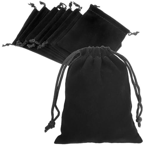 Tucnoeu 20 Stück Samtbeutel, 8 * 10cm Schwarze Samtsäckchen, Schmuckbeutel Kordelzug Geschenk Tasche für Hochzeit, Geburtstag, Party Favors