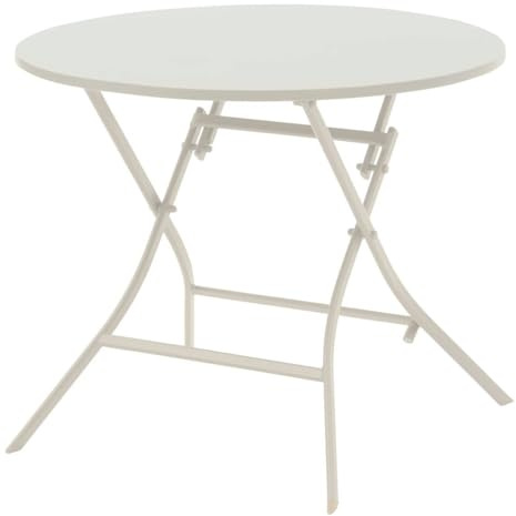 Hespéride - Table de Jardin Pliante Ronde Greensboro Gris Graphite - 4 Places - Acier Traité Epoxy Traitement Antirouille Renforcé
