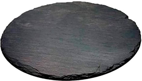 AC - Plato de Pizarra - Forma Redondo - Platos Llanos de Piedra Natural para Servir Alimentos, quesos, Aperitivos - Ø 20 cm