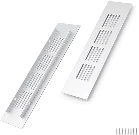 WJUAN 2 Stück Alu Lüftungsgitter 200x50mm silber eckig - Belüftungsgitter für Schränke, Schlafzimmer & Türen