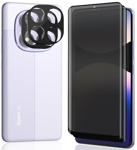 AnnhanT Protector de Pantalla para Xiaomi Redmi Note 14 Pro 5G Vidrio, Antiespias Cristal Templado 2 Piezas + Protector de Lente de Cámara 2 Piezas, 9H Dureza Anti-Arañazos