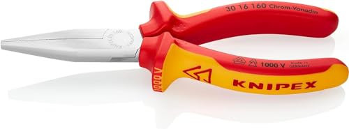 Knipex Pince à becs longs chromée, isolées par gaines bi-matière, certifiées VDE 160 mm (carte LS/blister) 30 16 160 SB
