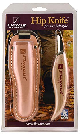 FLEXCUT Hüftmesser, 3,8 cm Klinge aus Karbonstahl, mit ergonomischem Griff aus Esche, (KN30)
