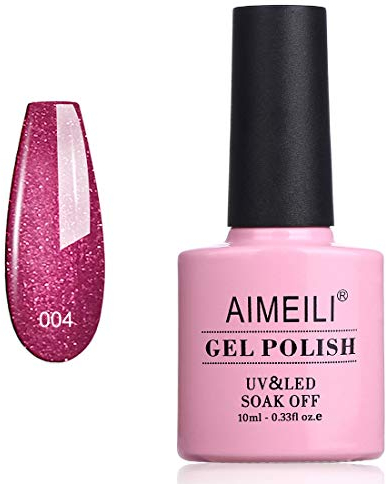 AIMEILI Soak Off UV LED Gel Nail Polish shimmer - Red Baroness (004) 10ml