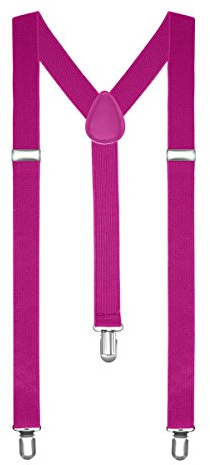 Autiga Hosenträger Herren Damen Hosen Träger Y Form Style Clips Schmal Neon Bunt Farbig, Pink, unisize