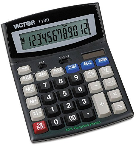 Victor 1190 Desktop Display Calculator, Black, 1 x 5.9 x 7.8