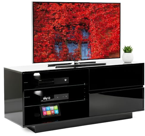 Centurion Gallus High Gloss Black with 2-Gloss Black Drawers & 3-Shelf 26-55 LED/OLED/LCD TV Cabinet - Fully Assembled