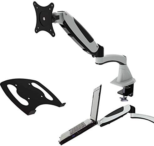 HFTEK Monitor Halter Tischhalterung für Bildschirme von 15 bis 27 Zoll mit VESA 75/100 + Halterung für Tablet/iPad/Laptop/Notebook - GM112FW + D10