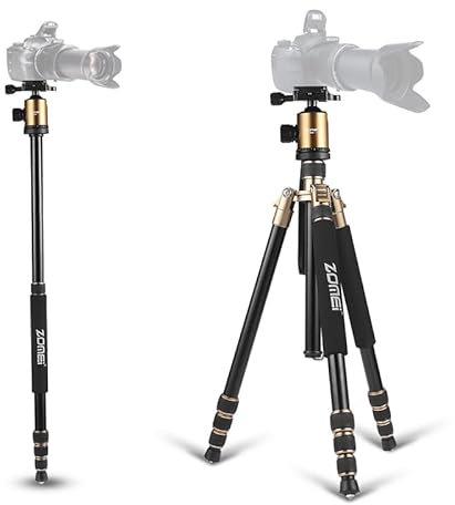 ZOMEi Z818 Lightweight DSLR Tripod With 360 Degree Ball Head and Carrying Bag For Canon Nikon Sony Samsung Olympus Cameras (Gold)