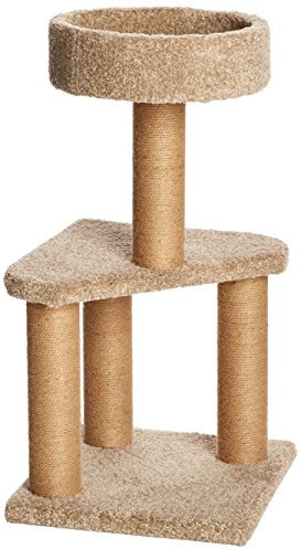 Amazon Basics - Torre multinivel para gatos con postes rascadores para uso doméstico en interiores, color beige, tamaño medio de 40 (L) x 40 (An) x 80 (Al) cm