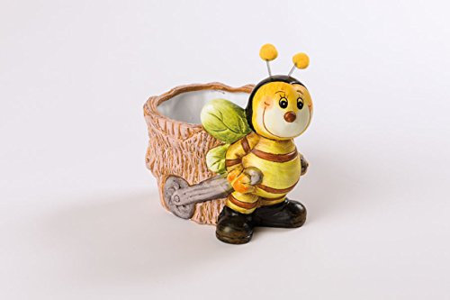 Rudolphs Schatzkiste Biene mit Pflanztopf, Keramik 12,5x8,5x11 cm Topfd.: 5,5cm NEU Gartenkeramik Übertopf Blumenkübel Blumenschale