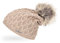 Neverless® Damen Strickmütze gefüttert mit Fell-Bommel, Strick-Beanie, Winter-Mütze, Bommelmütze, Dunkelbeige Unisize