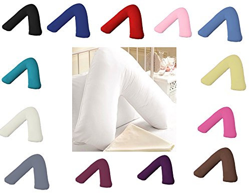 AmigoZone Plain Polycotton Back & Neck Support V Shaped Pillowcase Orthopedic/Pregnency/Nursing Pillow Case (Pink)