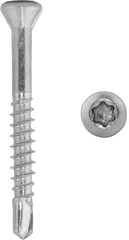 Dielenschrauben 3,2 X 60 m. Linsenkopf u. Innensechsrund, Edelstahl A2 (10 Stück) - V2A TORX Holzschrauben m. Bohrspitze u. Fräsrippen