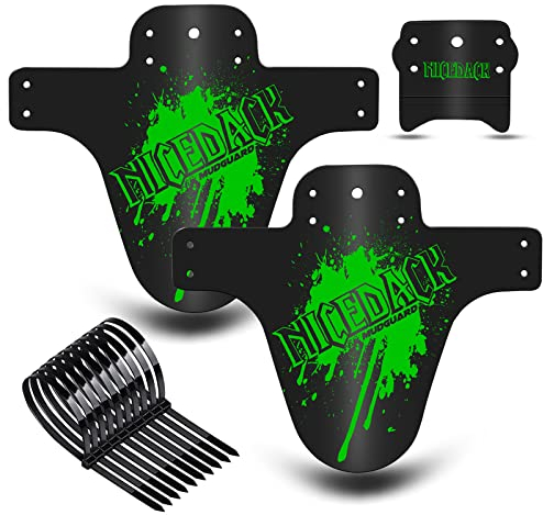 NICEDACK Parafango MTB, Compatibile Anteriore o Posteriore Enduro Parafanghi Bici MTB Misura BMX 20 26 27,5 28 29 Pollici Mountain Bike e Fat Bike (Verde)