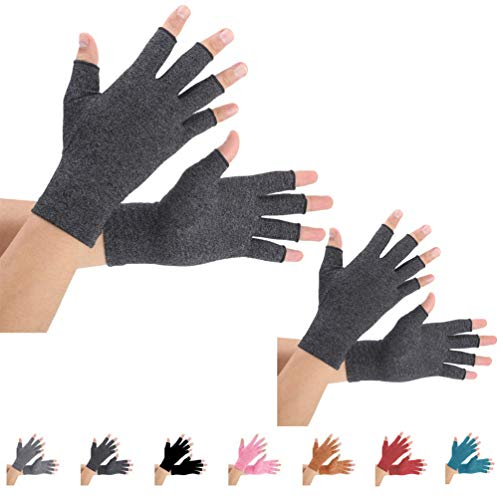 2 Paare Arthritis Handschuhe, Unterstützung für Kompressionshandschuhe und Wärme für Hände, Fingergelenk, Linderung von Schmerzen bei Rheumatoiden, Arthrose, RSI, Karpaltunnel (L, schwarz)