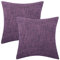 Lewondr Fine Linen Cushion Cover, Set of 2 Square Soft Woven Fine Throw Pillow Case Sham Sofa Cushion Decoration Solid Color Pillowcase 18 x 18 Inch - Purple