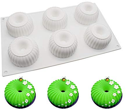 stampi in silicone per dolci, stampi silicone per Bigné,Pudding e Cubi di Ghiaccio, 6 Fori Forma di Raggio, bianco