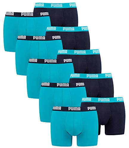 PUMA Herren Boxer Short Boxershort 10er Pack Größe S - XXL Aqua/Blue NEU, Größe:S