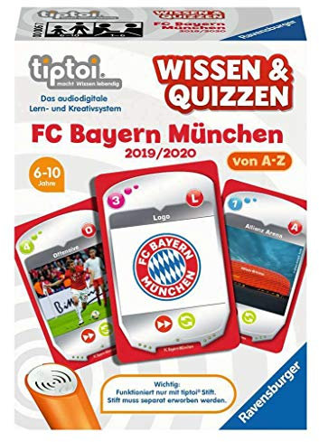 Ravensburger tiptoi 00006 - Wissen & Quizzen: FC Bayern München 2019/ 2020 / Spiel von Ravensburger ab 6 Jahren / Interessantes Fußballwissen von A bis Z
