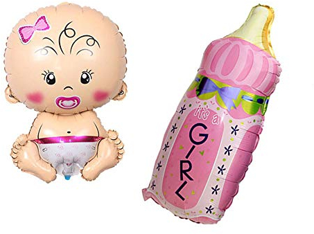 Huture 2 Stück Baby Formballon Baby Mädchen Folienballon Fläschchen It's a Girl Rosa Gender Reveal Ballon Baby Luftballons Taufe Dusche Deko Mylar Ballons Willkommen Babyshower Geburt Party Dekoration