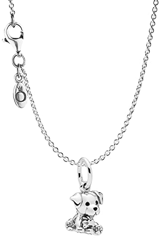 PANDORA Halskette Silber 925 mit Anhänger Labrador Puppy eleganter Halsschmuck für Damen, wunderschönes Geschenk-Set für modische Frauen, 75249