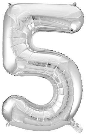 Idena 38230 - Folienballon Zahl, Größe ca. 60 x 110 cm, Silber, ungefüllt, für Helium und Luft geeignet, Zahlenballon, Lebensjahr, Jubiläum, Geburtstag, Geschenk, Dekoration, Party