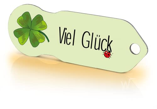 Einkaufswagenlöser Viel Glück/Entriegler für Einkaufswagen – inkl. 1 Jahr Schlüsselfundservice/Einkaufswagenchip abziehbar/Einkaufschip zum rausziehen/Schlüsselanhänger Metall / 1 Stück
